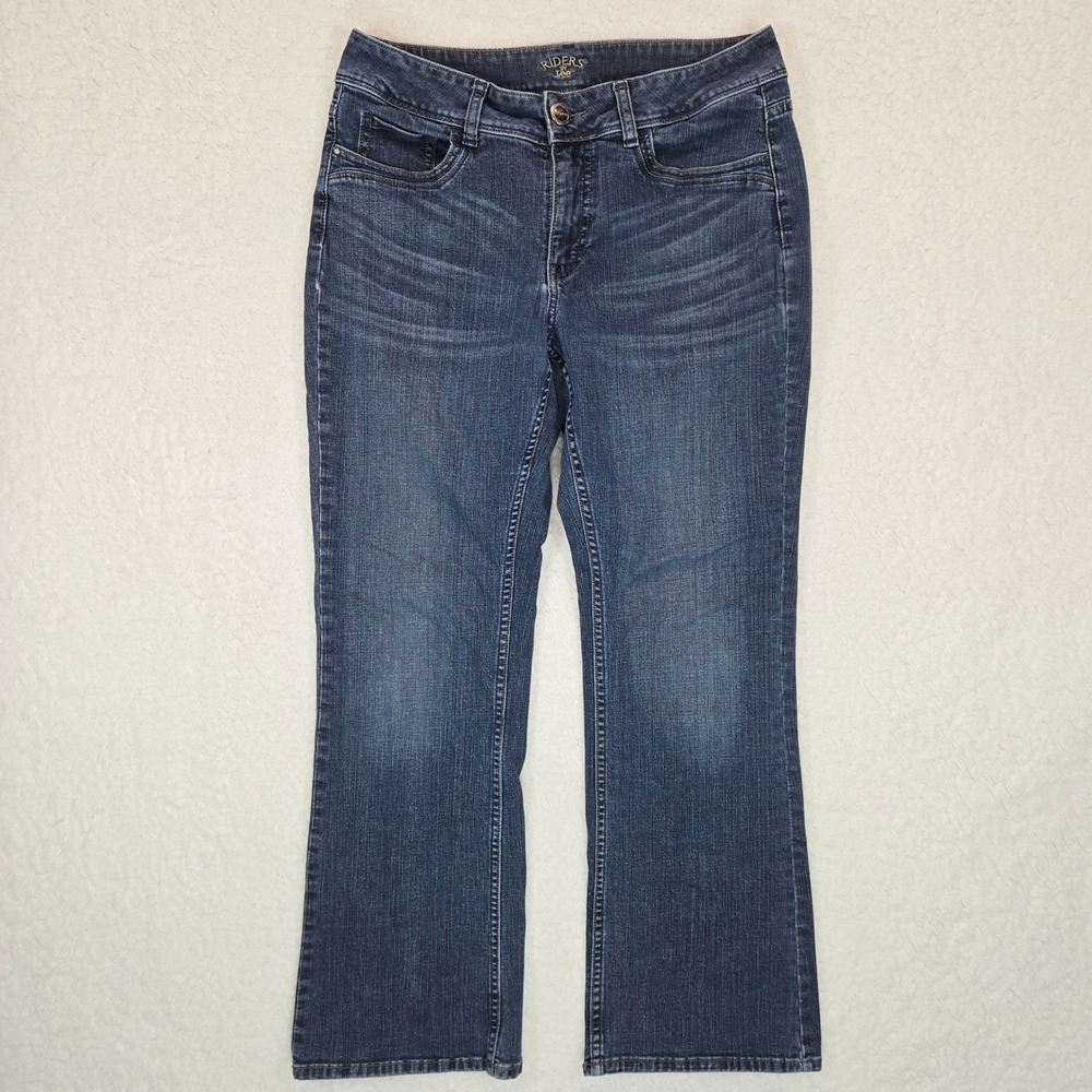 Riders by Lee Women's Embroidered Mid-Rise Straight Jeans 10P Dark Wash